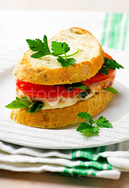 sandwich with chicken and vegetables Stock photo © zoryanchik
