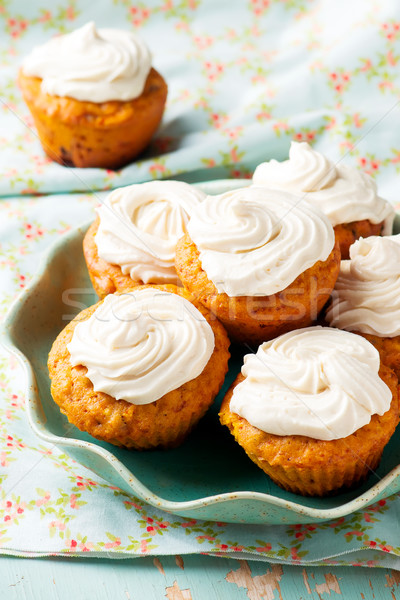 Foto stock: Bolo · de · cenoura · foco · café · da · manhã · cenoura · almoço