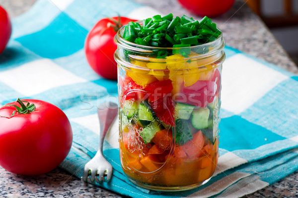 easy mason jar salad..style rustic. Stock photo © zoryanchik