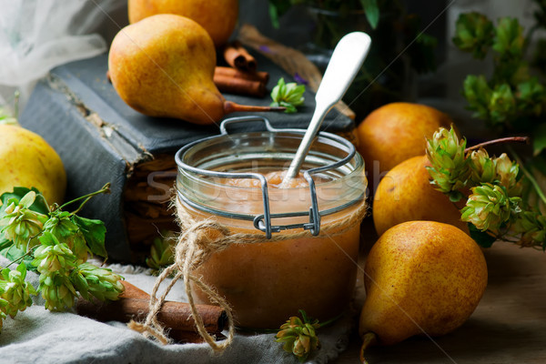 easy pear sauce in to the jar  Stock photo © zoryanchik