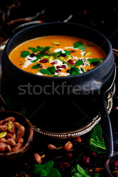 moroccan roasted pumpkin  soup vegan Stock photo © zoryanchik