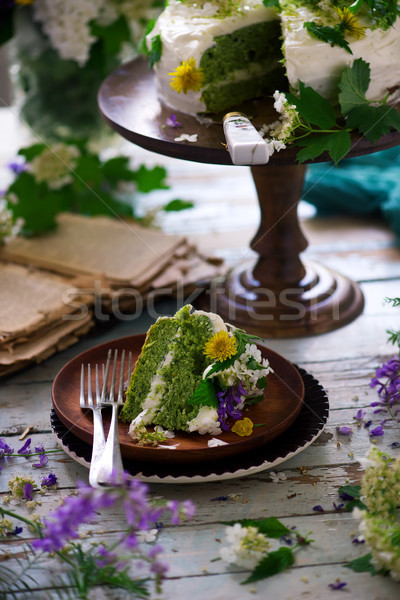 NETTLE AND LEMON CAKE WITH LEMON ICING.food gathering Stock photo © zoryanchik