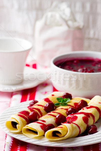 Foto stock: Cereza · salsa · estilo · alimentos · placa