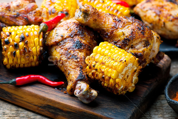 Cajun Chicken and Corn. Stock photo © zoryanchik