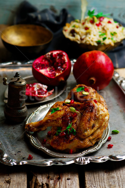 Persian Honey Glazed Chicken and Jeweled Rice Stock photo © zoryanchik