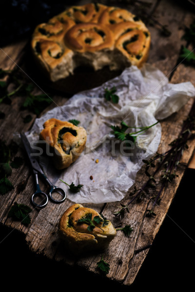 Wild nettle  whole wheat kissed buns. Style rustic.  Stock photo © zoryanchik