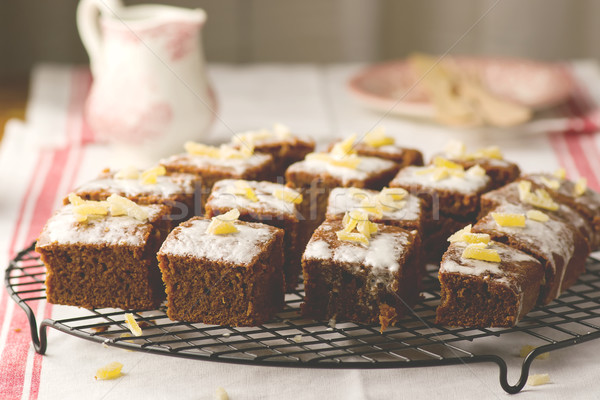 slices of a ginger parkin on a lattice for cooling.  Stock photo © zoryanchik