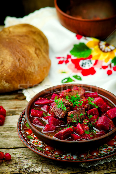 Foto stock: Carne · prato · tradicional · cozinha · estilo · rústico