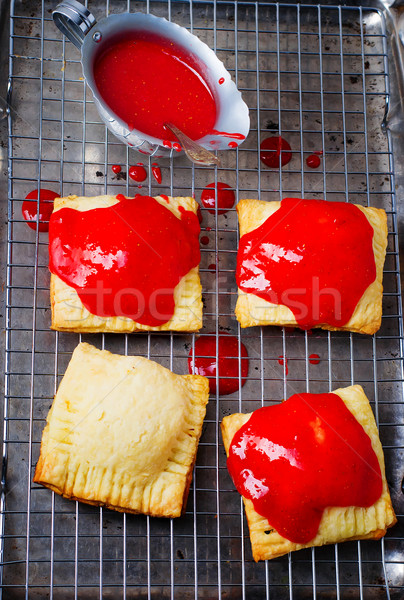 homemade  strawberry glaze pies Stock photo © zoryanchik