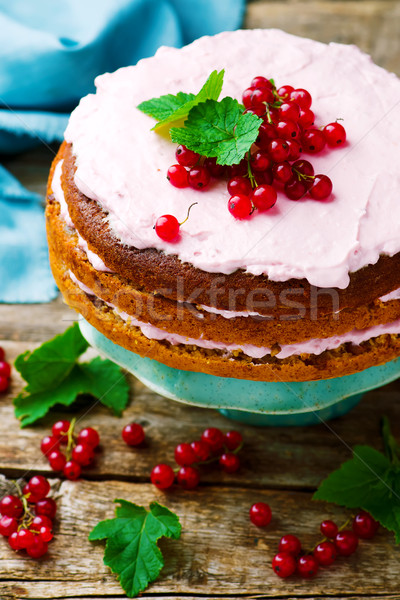 Aveia bolo vermelho groselha estilo rústico Foto stock © zoryanchik