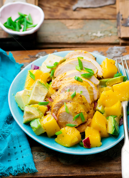 Avocado, Mango and Grilled Chicken Salad  Stock photo © zoryanchik