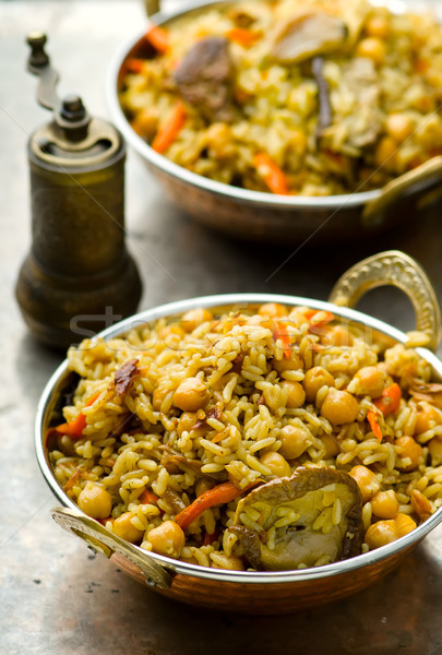 Stock photo: vegetarian pilaf with chick-pea and mushrooms 