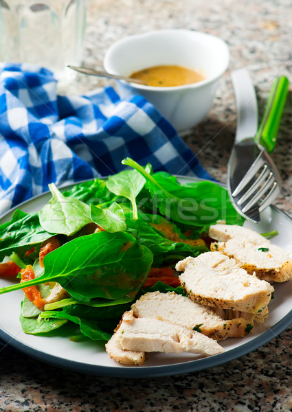 chicken with curried spinach salad Stock photo © zoryanchik