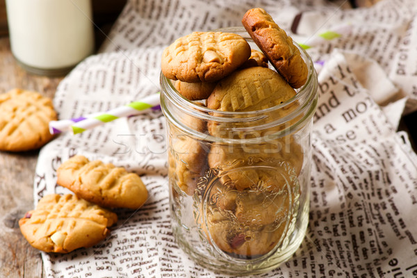 Erdnussbutter rustikal Hintergrund süß Cookie Stock foto © zoryanchik