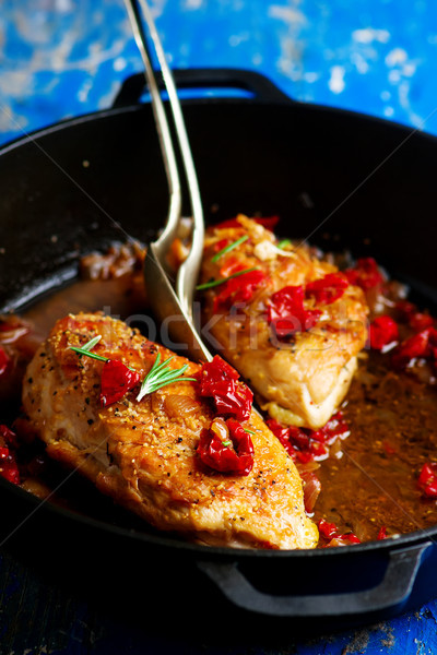 Chicken breast with sun dried tomato sauce Stock photo © zoryanchik