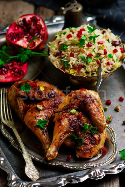 Persian Honey Glazed Chicken and Jeweled Rice Stock photo © zoryanchik