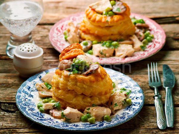 Chicken in a Puff Pastry Shell volauvent. Stock photo © zoryanchik