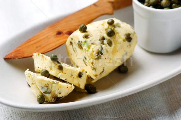 Stock photo: Butter with a caper  for sandwiches