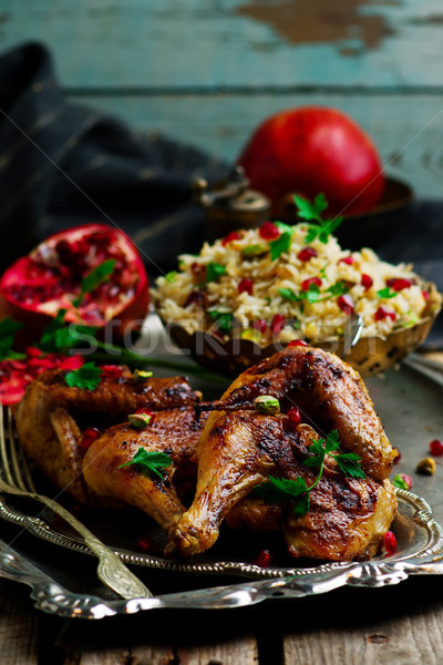 Stock photo: Persian Honey Glazed Chicken and Jeweled Rice