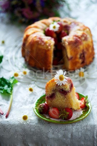 Erdbeere Rhabarber Jahrgang Hintergrund Kuchen Dessert Stock foto © zoryanchik