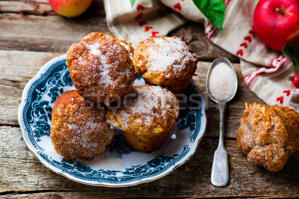 Stock fotó: Muffinok · almák · zab · pelyhek · stílus · rusztikus