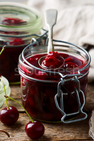 Homemade easy Cherry  filling in to the jar  Stock photo © zoryanchik