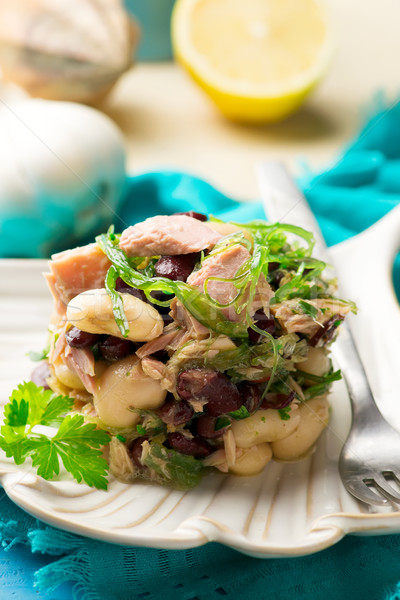 Tonijn zeewier gemengd salade plaat vers Stockfoto © zoryanchik