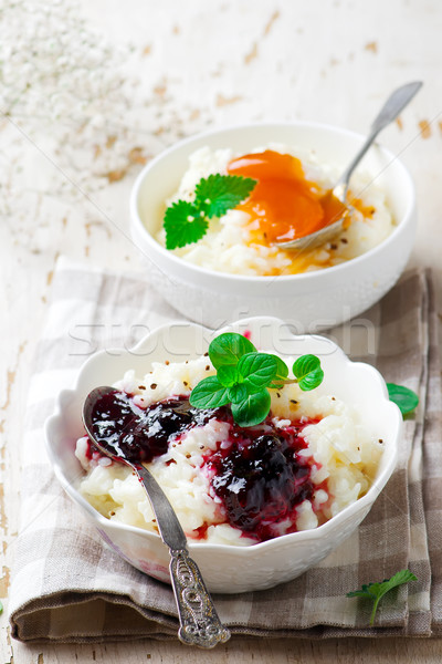 rice pudding with berries jam.selective focus Stock photo © zoryanchik
