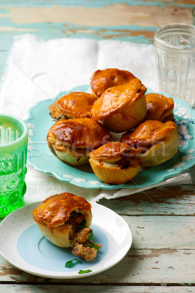 Mini chicken, sherry and herb pies.style rustic Stock photo © zoryanchik