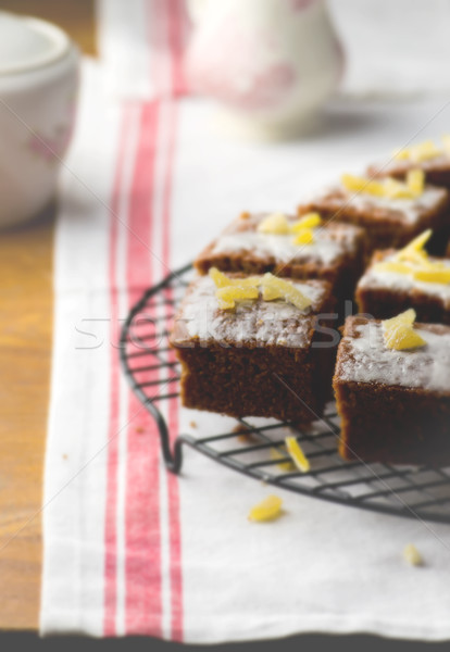 slices of a ginger parkin on a lattice for cooling.  Stock photo © zoryanchik