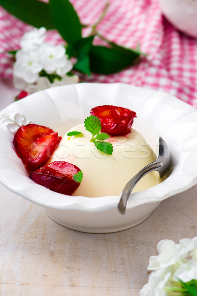 the panna cotta  with plum sauce Stock photo © zoryanchik