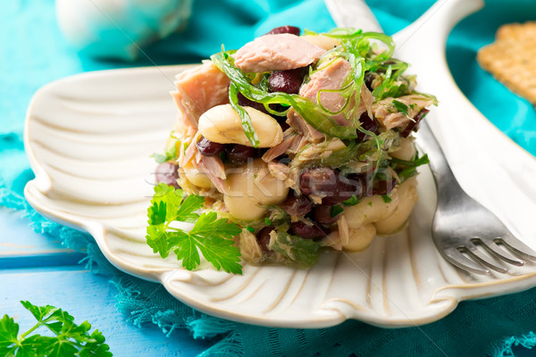 Thunfisch Algen gemischte Salat Platte frischen Stock foto © zoryanchik