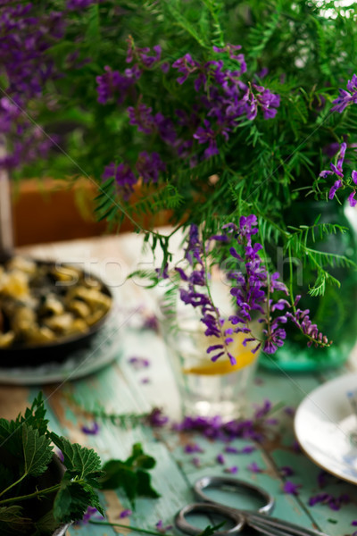 orecchiette butter braised nettles.food gathering Stock photo © zoryanchik