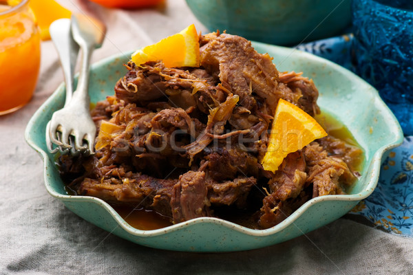Slow Cooker Braised Pork with a Rum-Orange Sauce. Stock photo © zoryanchik