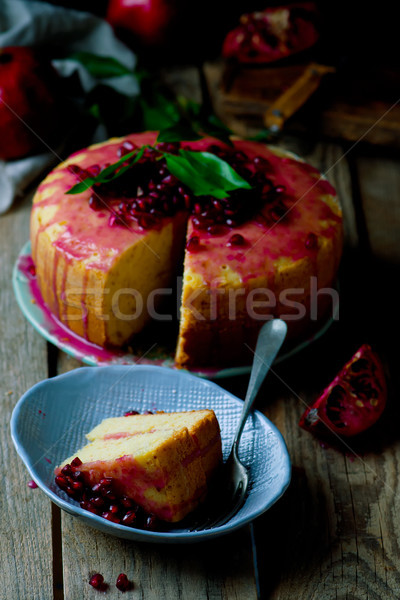 tangerine bundt cake with pomegranate glaze..selective focus Stock photo © zoryanchik