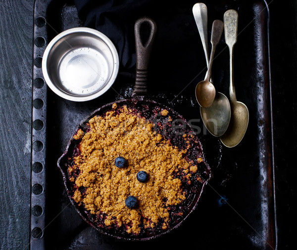 Crumble with a plum and berry. style vintage Stock photo © zoryanchik