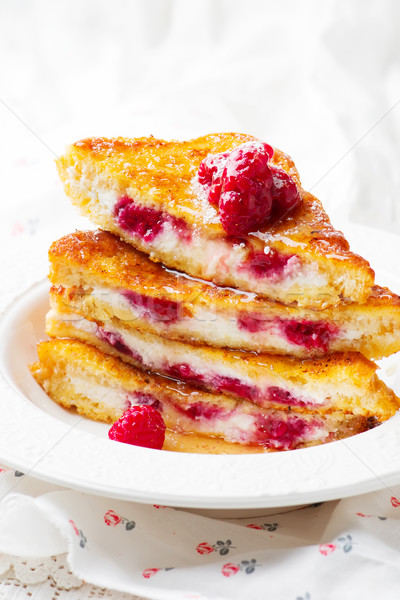 French toast stuffed ricotta and raspberry. Stock photo © zoryanchik