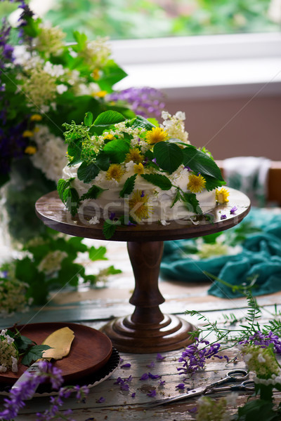 NETTLE AND LEMON CAKE WITH LEMON ICING.food gathering Stock photo © zoryanchik