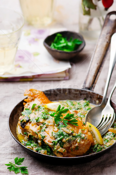 Stock photo: chicken with lemon garlic cream sauce