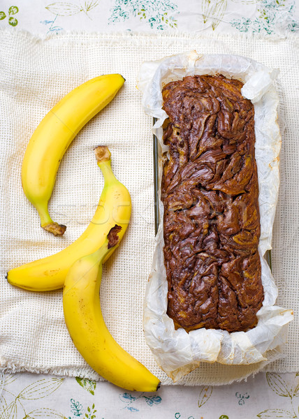 Foto stock: Banana · pão · foco · estilo · rústico · comida