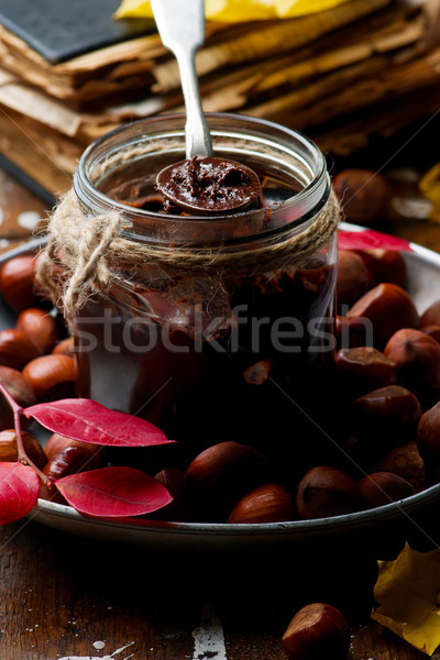 sugar free  homemade nutella keto low carb.style rustic Stock photo © zoryanchik