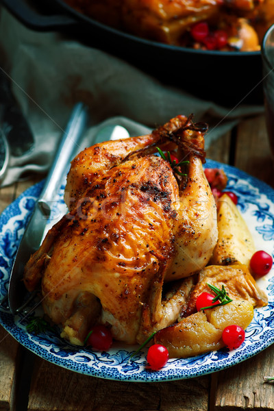 cranberry apple stuffed cornish hens Stock photo © zoryanchik