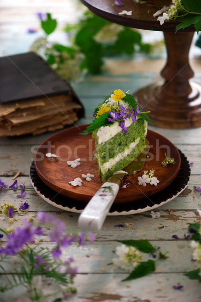 NETTLE AND LEMON CAKE WITH LEMON ICING.food gathering Stock photo © zoryanchik