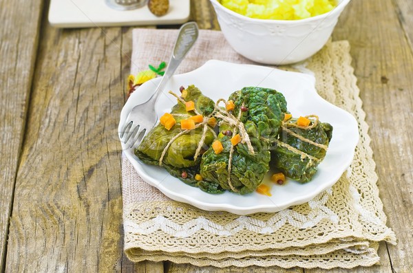 cabbage rolls  from a Savoy cabbage with a salmon  Stock photo © zoryanchik