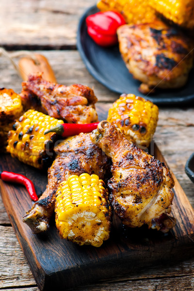 Cajun pollo mais cena carne pranzo Foto d'archivio © zoryanchik