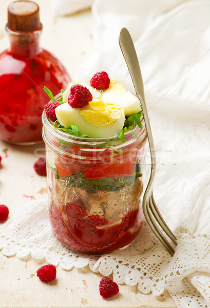 spring cobb salad with raspberry vinaigrette Stock photo © zoryanchik