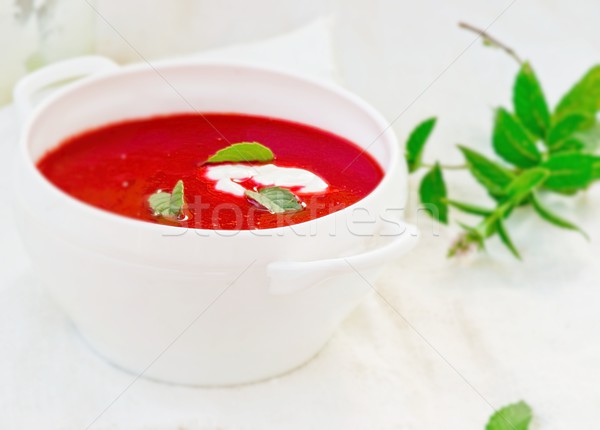 Burak pomidorów kremowy diety zupa biały Zdjęcia stock © zoryanchik