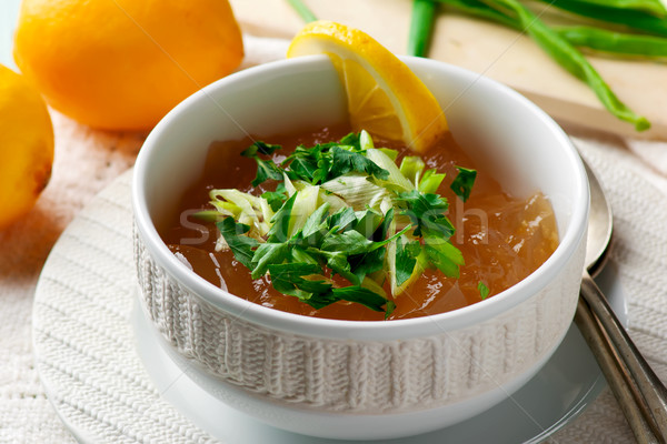 Consomme broth, traditional French broth.  Stock photo © zoryanchik