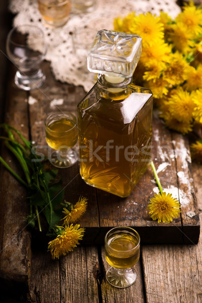 Dandelion Cordial in glass bottle .style vintage Stock photo © zoryanchik