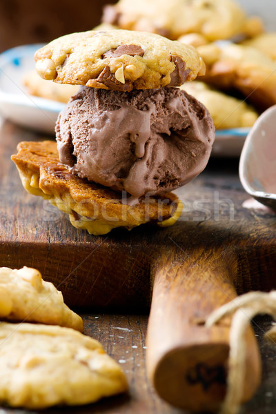 Chunky Peanut, Chocolate, and Cinnamon Cookies.style rustic Stock photo © zoryanchik